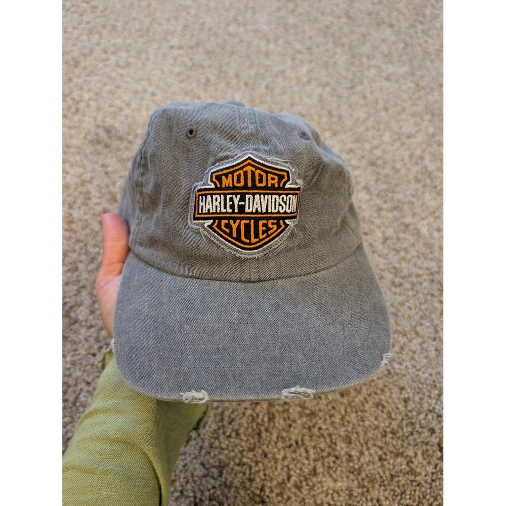 Harley Davidson Mens Grey Distressed Logo Baseball Cap Hat 99412-16VM